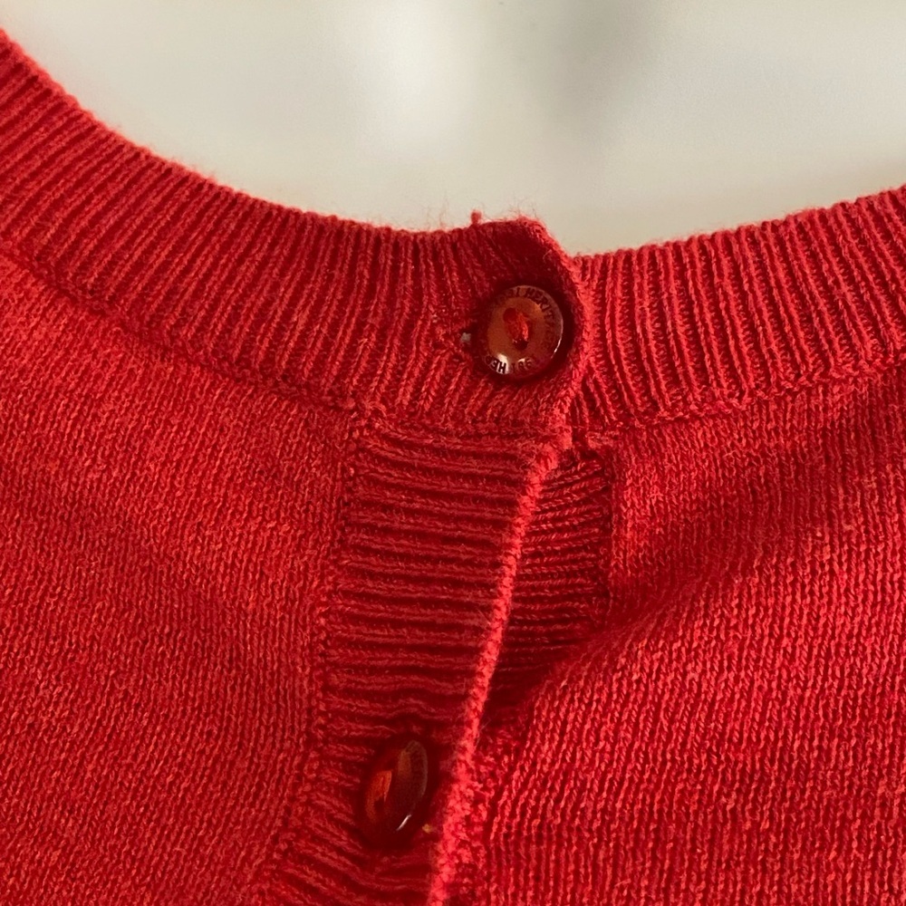Heritage 1981 Red Cardigan M Crochet Lace Cotton Y2K Twee Preppy Button Front - Picture 7 of 10